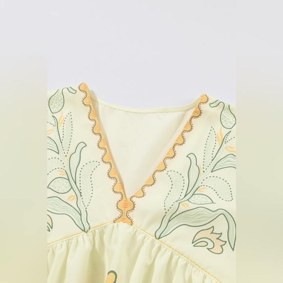 Printed V-Neck Kimono Sleeve Dress - Picture 3 of 5